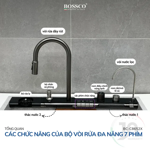 Tổng quan về bộ chậu rửa chén Bossco BC – C8652X