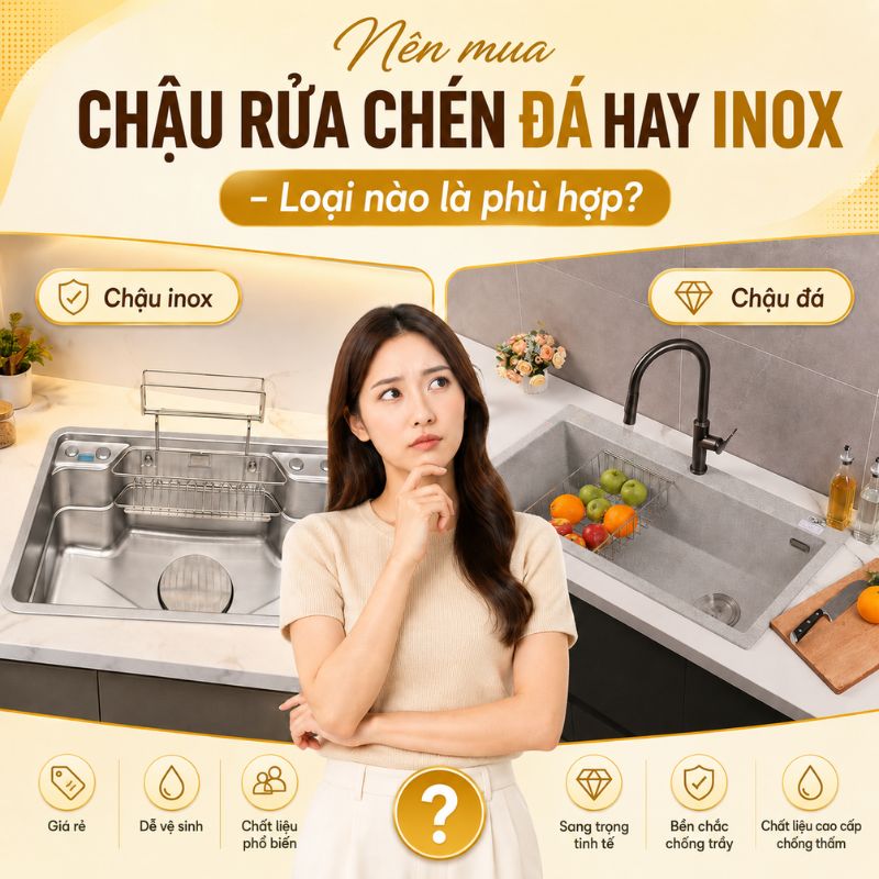 Chọn chậu đá hay inox